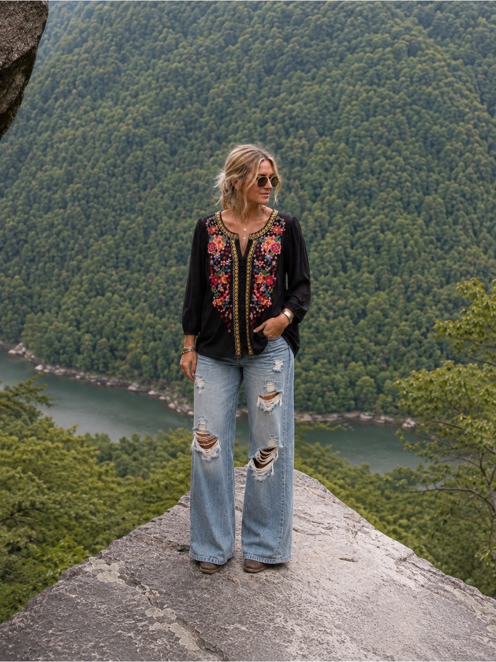 Angel Heart Embroidered Tunic Top